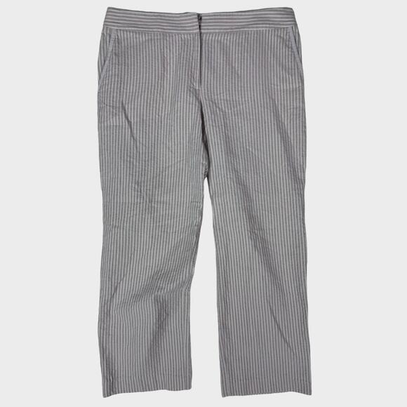 Liz Claiborne Audra Tan with Light Brown Stripes Pants 14R 100% Cotton - Picture 1 of 6